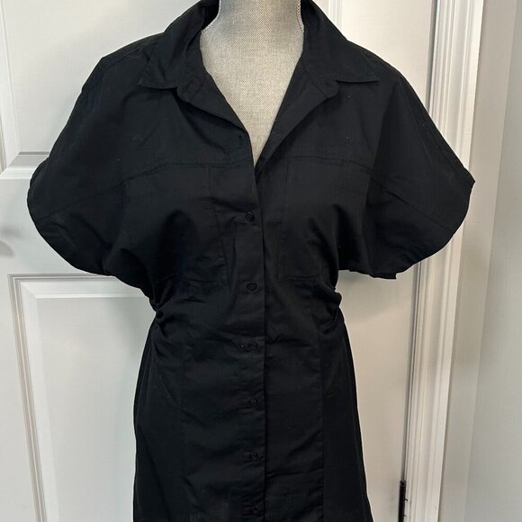 Abercrombie & Fitch Dresses & Skirts - Abercrombie & Fitch Black Short Sleeve Poplin Shirt Dress Size M EUC